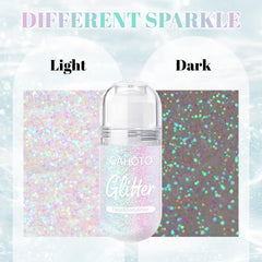 CAHOTO applied to cheek with mermaid shimmer enhancing facial highlights