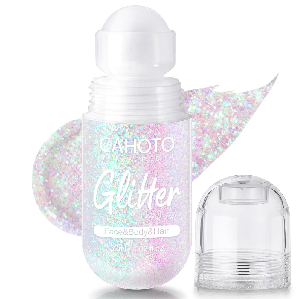 CAHOTO roll-on front packaging showing tube and roller for precise shimmer