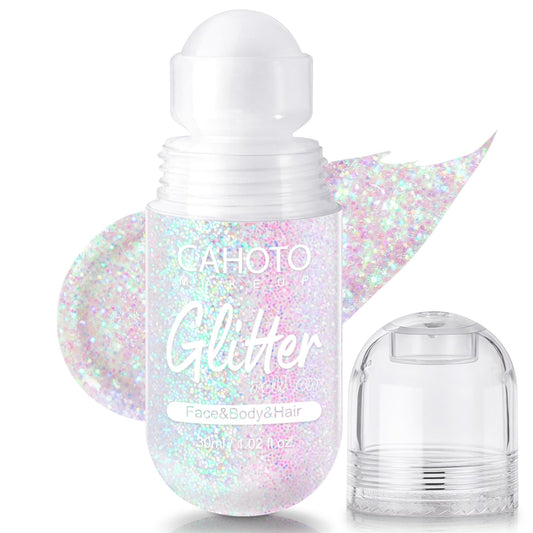 CAHOTO roll-on front packaging showing tube and roller for precise shimmer