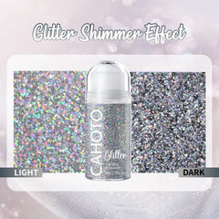 CAHOTO swatch on arm showing reflective silver shimmer for instant visual impact