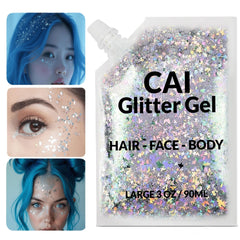 CAI BEAUTY NYC glitter highlighting collarbone for luminous body accent and eye-catching finish