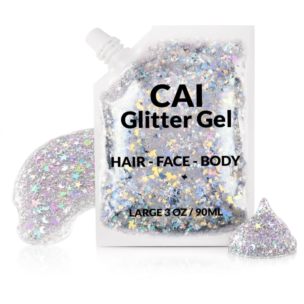CAI BEAUTY NYC front packaging showing holographic silver gel and generous 3 oz size