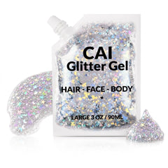 CAI BEAUTY NYC front packaging showing holographic silver gel and generous 3 oz size