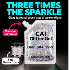 CAI BEAUTY NYC child at party wearing glitter safely for family-friendly celebrations