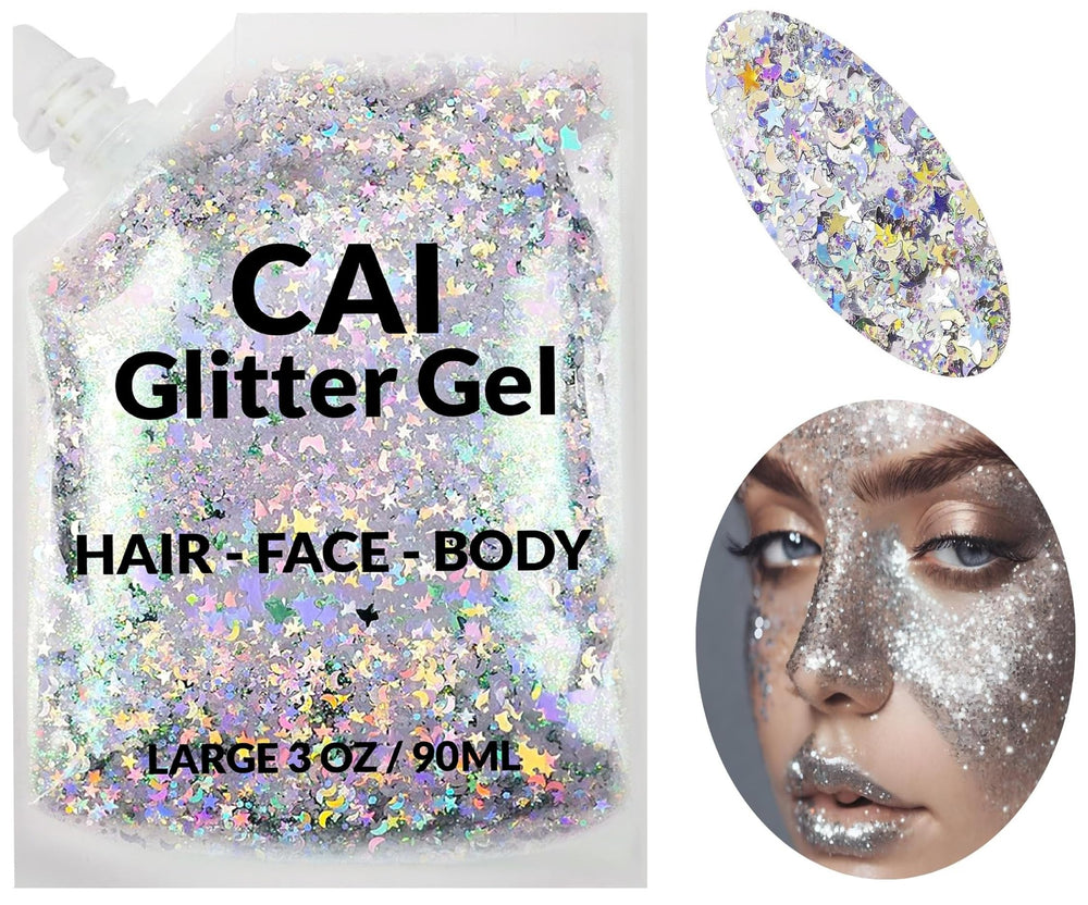 CAI BEAUTY NYC rinsing glitter gel under water to show easy wash-off and clean removal