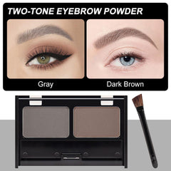 CAKAILA close-up of medium brown and light gray powders for color blending