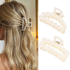 CAKURE front view white pearl clips showing elegant hold and design