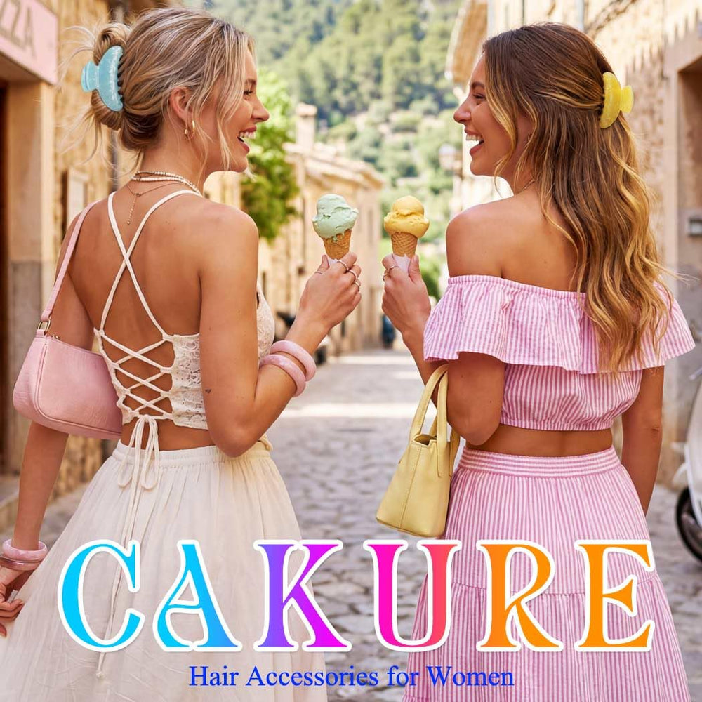 CAKURE clipped in beach outfit scene adding color and keeping hair tidy