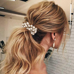 CAKURE scrunchie in high ponytail on model offering polished everyday elegance