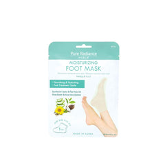 CALA foot mask in use on feet demonstrating easy at-home hydration