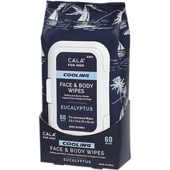 CALA front pack showing 60 cooling eucalyptus wipes for quick refreshment