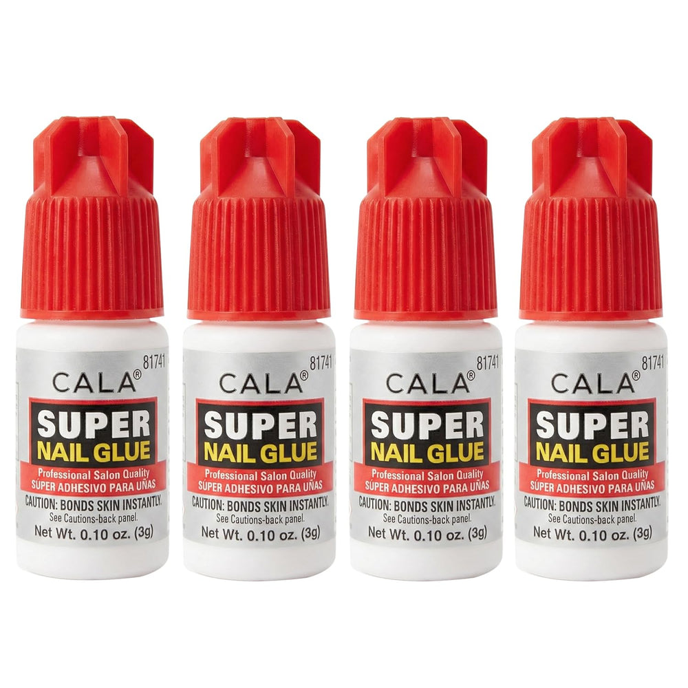 CALA front packaging showing four small glue bottles and branding benefit strong hold