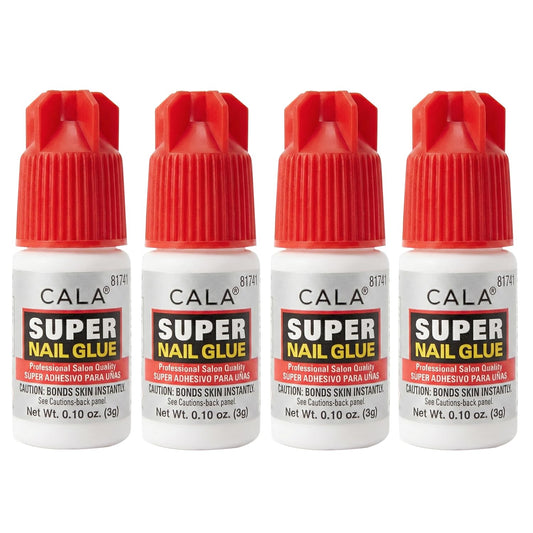 CALA front packaging showing four small glue bottles and branding benefit strong hold
