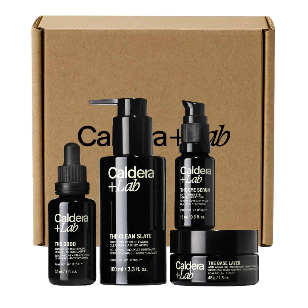 Caldera + Lab full kit front view showing clean packaging and routine benefit