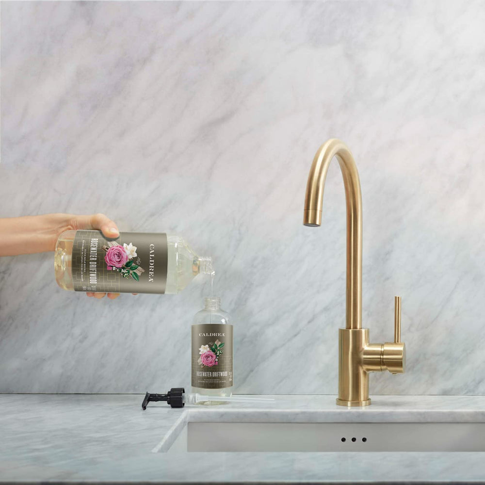 Caldrea pump close-up demonstrating easy dispensing and controlled use