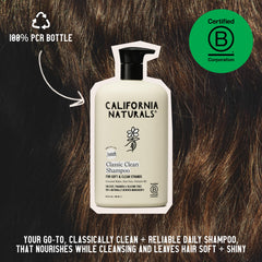 California Naturals pouring shampoo to show consistency and easy application benefit