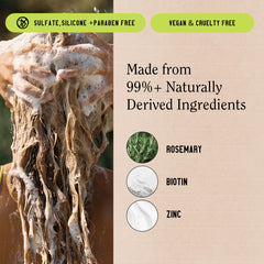 California Naturals Re:GRO rosemary sprig and bottle highlighting natural botanicals and scalp support