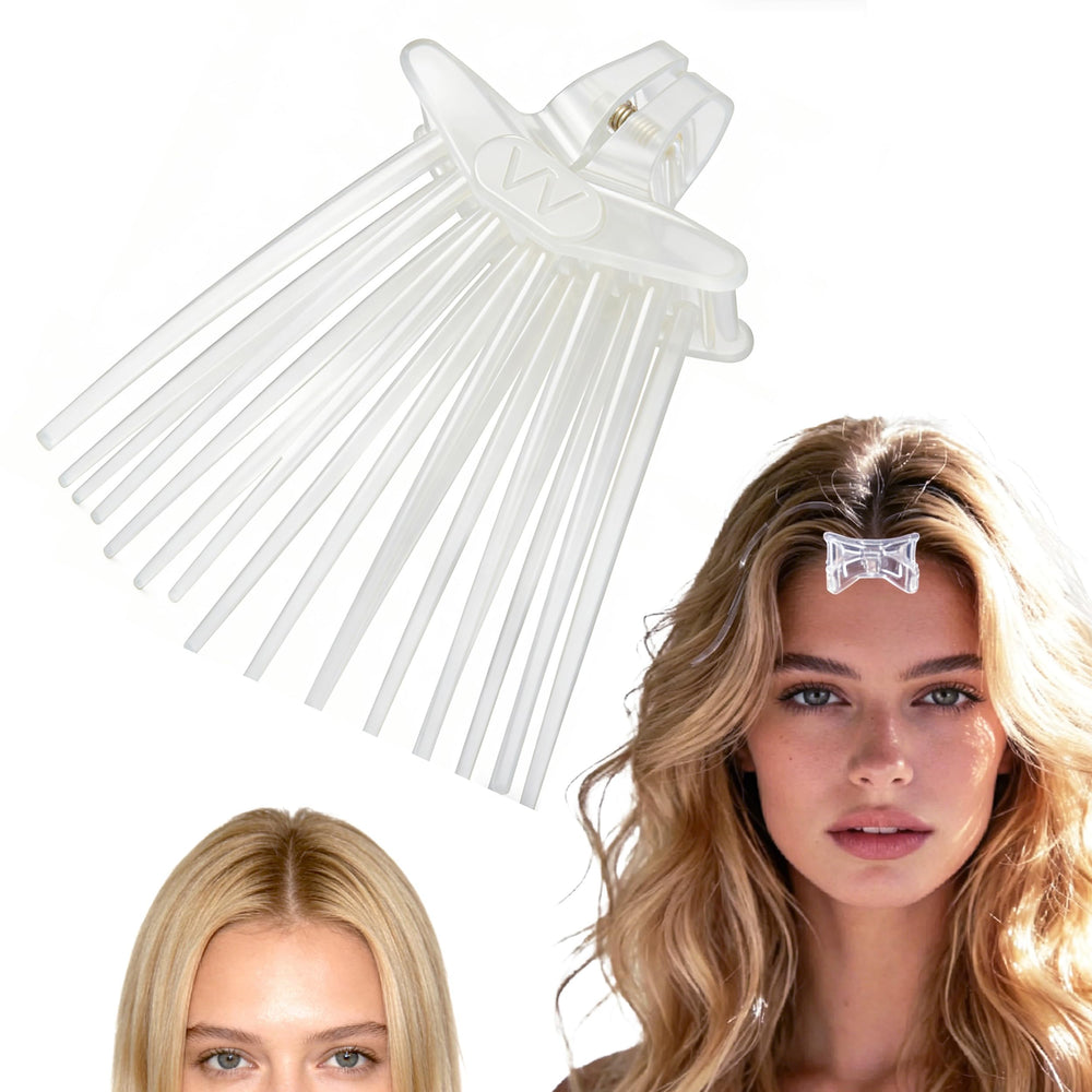 Calyuna front view of volume clip showing discreet clear design and easy grip benefit