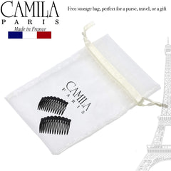 Camila combs styled with formal dress illustrating decorative styling benefit