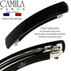 Camila Paris AD819 side profile highlighting glossy acetate durability benefit