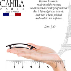 Camila side profile highlighting tortoise-shell pattern and glossy acetate benefit