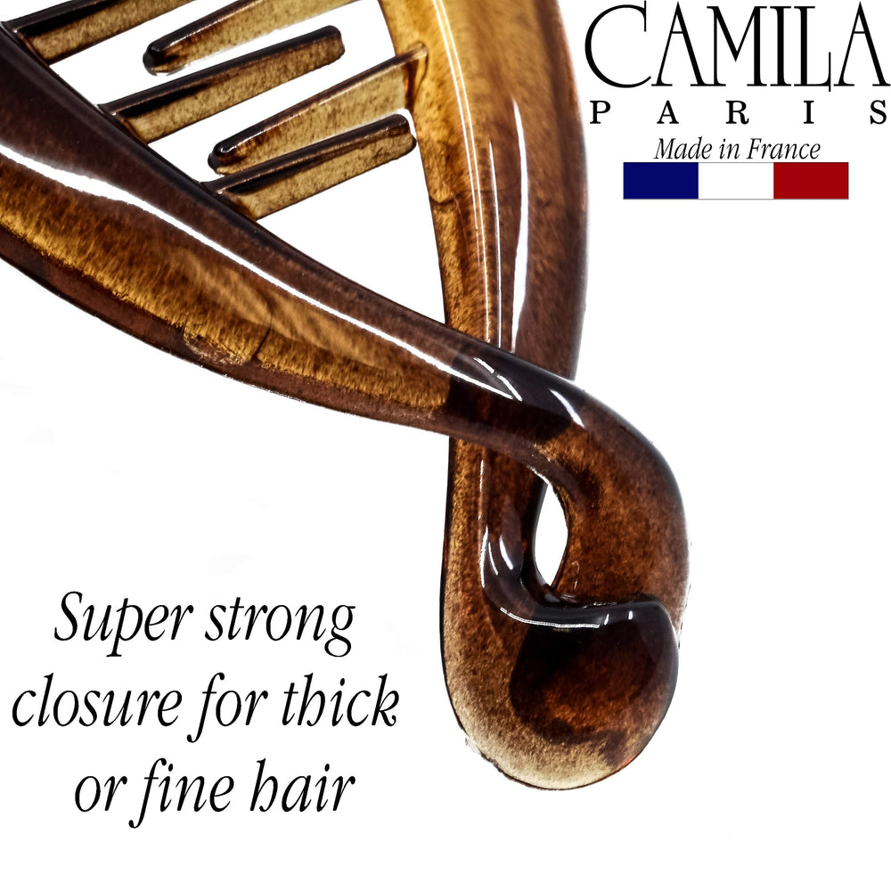 Camila Paris clip styled in an updo providing quick polished look benefit