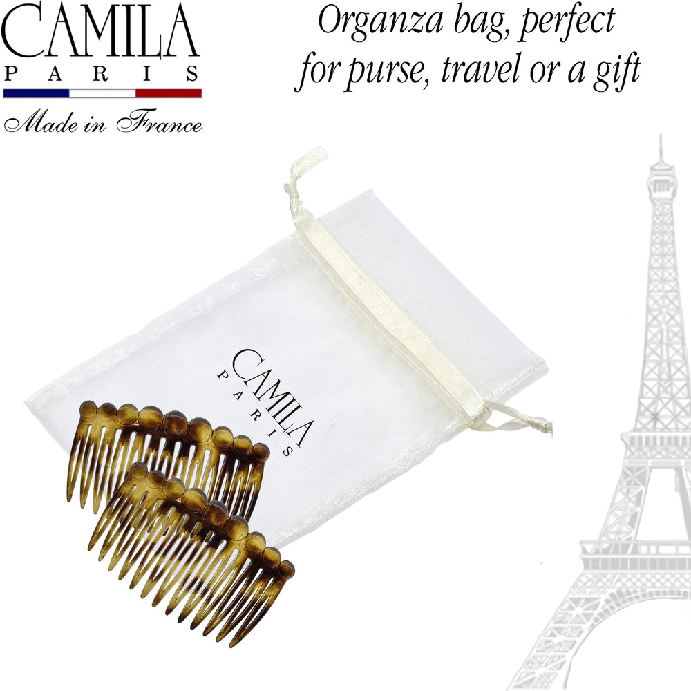 Camila Paris combs securing a neat bun showing polished look and stability benefit