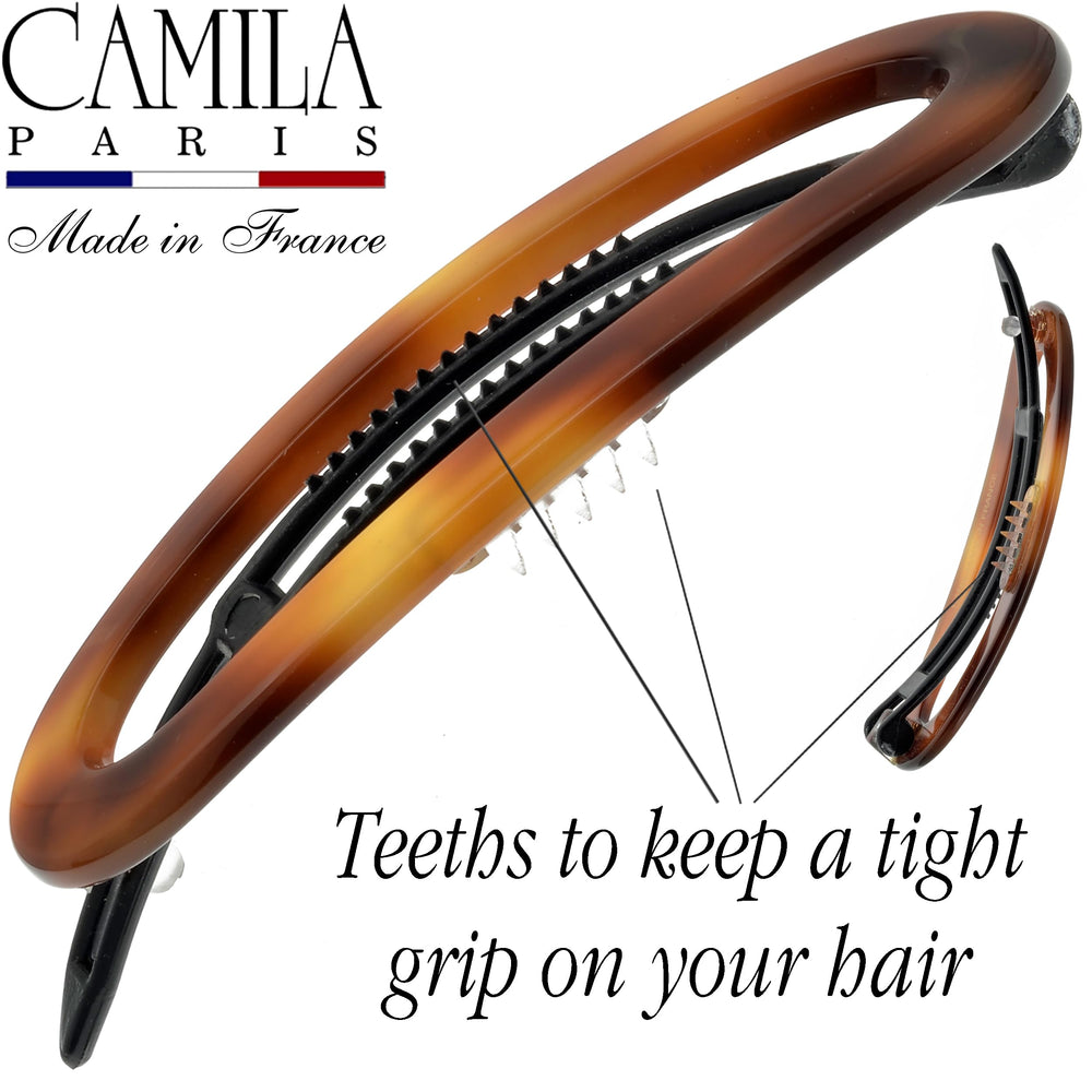 Camila Paris open closure detail illustrating metal‑free snap and strong lock