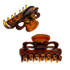Camila Paris front view of two small French hair clips showing polished finish and brand