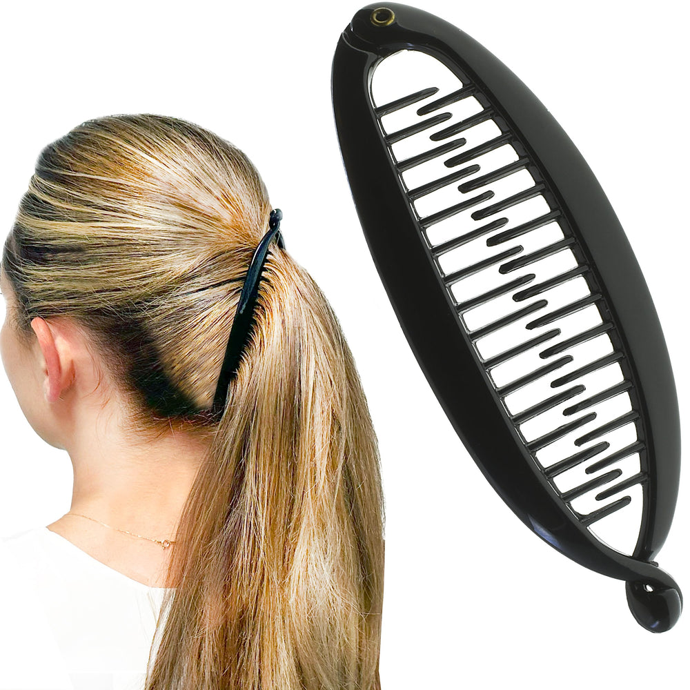 Camila Paris front clip view showing elegant shape and reliable hold