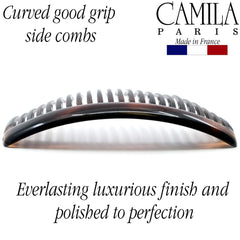 Camila Paris pair of combs held in hand showing lightweight comfortable wear