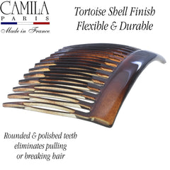 Camila Paris comb securing a low bun demonstrating reliable grip for up-dos and French twists