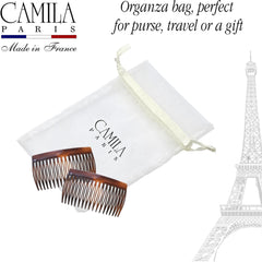 Camila Paris comb beside a ruler showing 3.25 inch size for accurate styling scale and placement