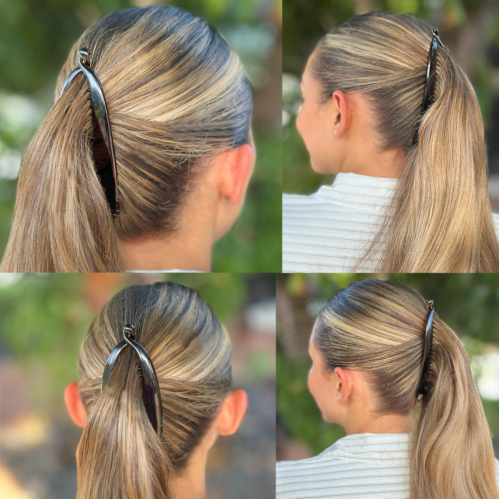 Camila close-up of tortoise pattern highlighting rich glossy color