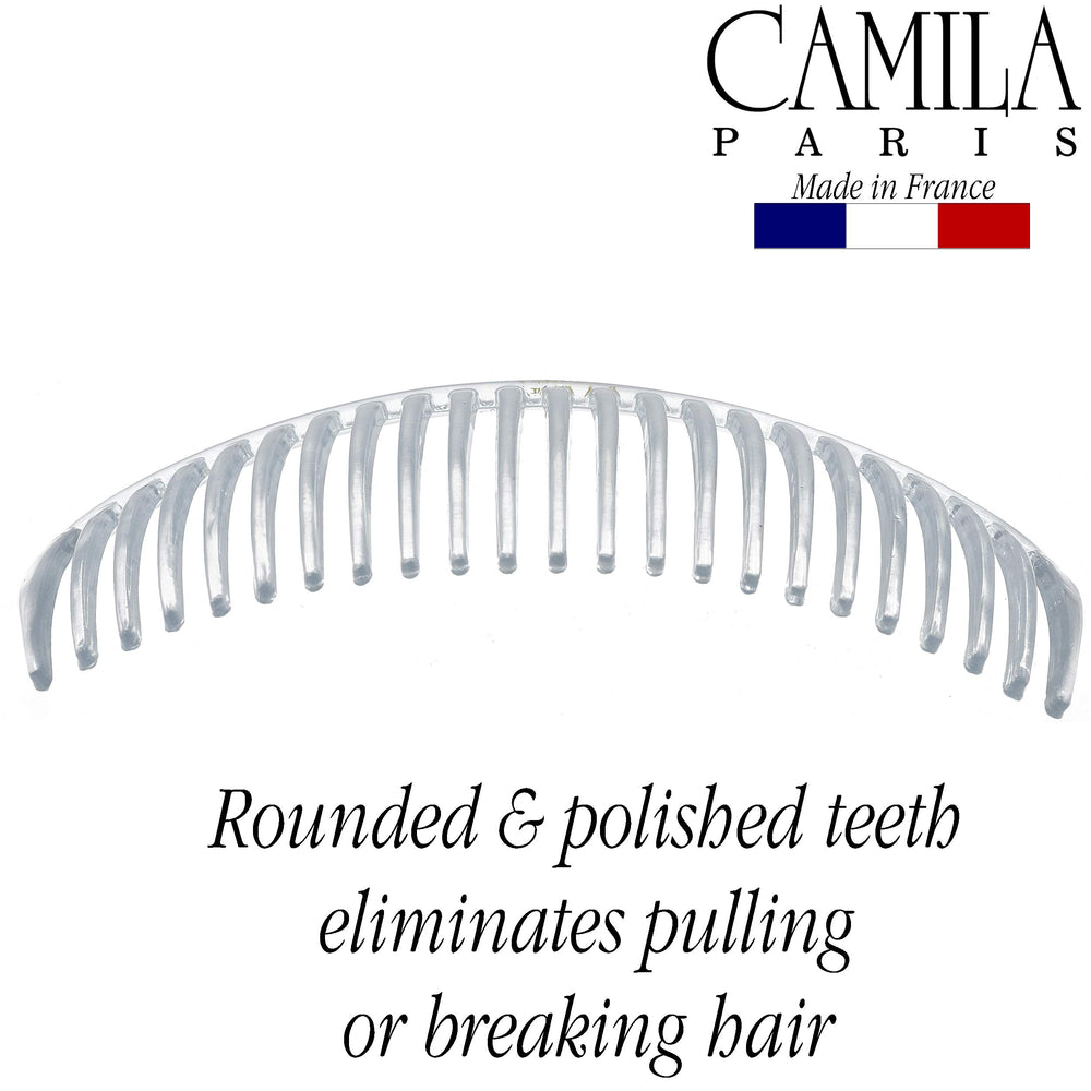 Camila Paris combs beside curly and straight hair to show versatility