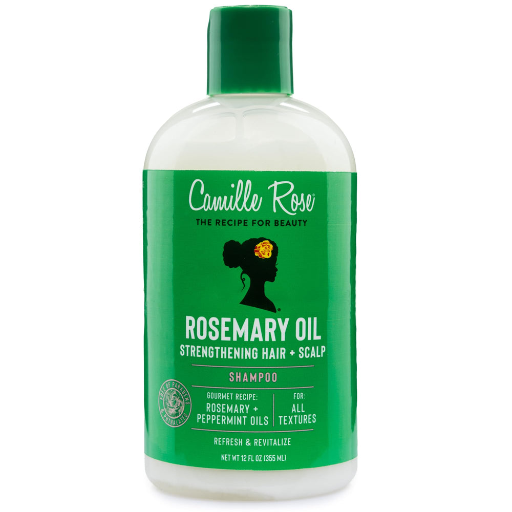 Camille Rose front bottle showing rosemary shampoo for gentle clarifying