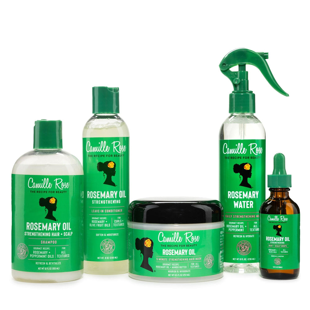 Camille Rose ingredient label with rosemary and nettle for strengthening support