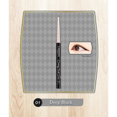 CANMAKE eyeliner swatch on skin showing deep black pigment and glossy finish for bold color