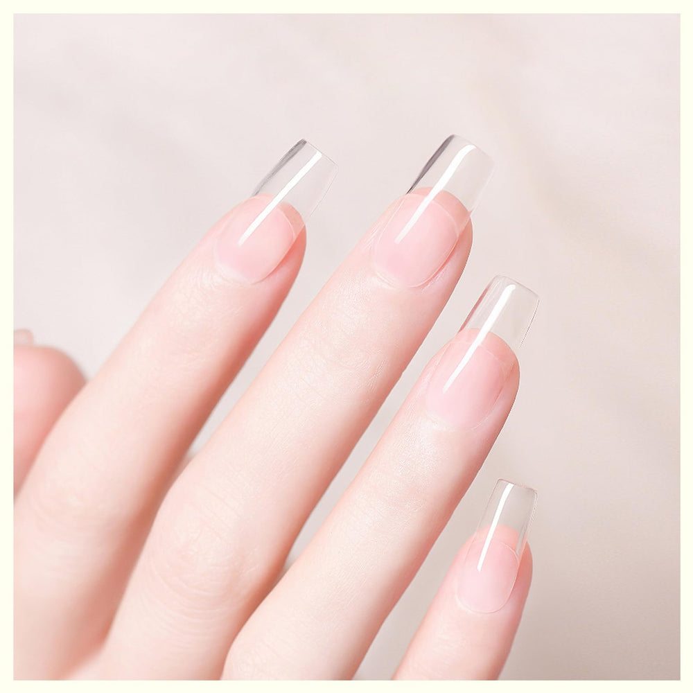 CANNI builder gel cured extensions front view demonstrating strong glossy finish