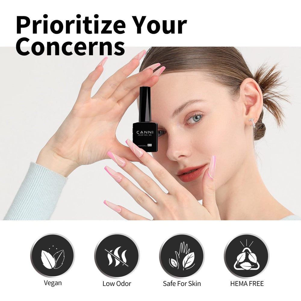 CANNI glossy finished nails in lifestyle shot highlighting high-shine result