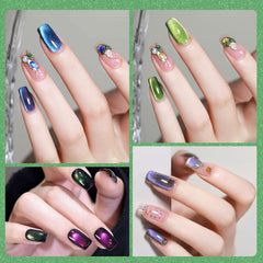 CANNI swatch nail tips showing deep green shade and finish