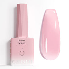 CANNI bottle front view showing soft pink rubber base and glossy benefit