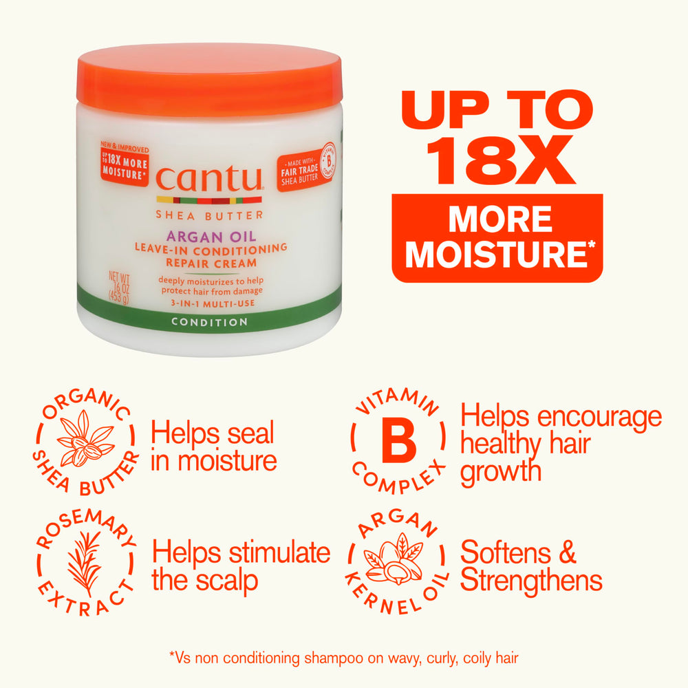 Cantu argan oil bottle beside product highlighting natural oil infusion