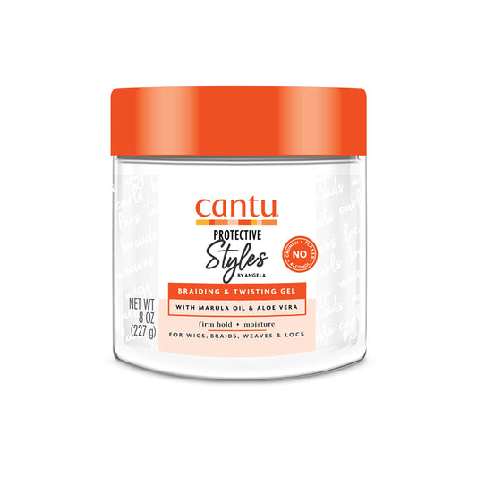 Cantu braiding gel front label showing product and benefits