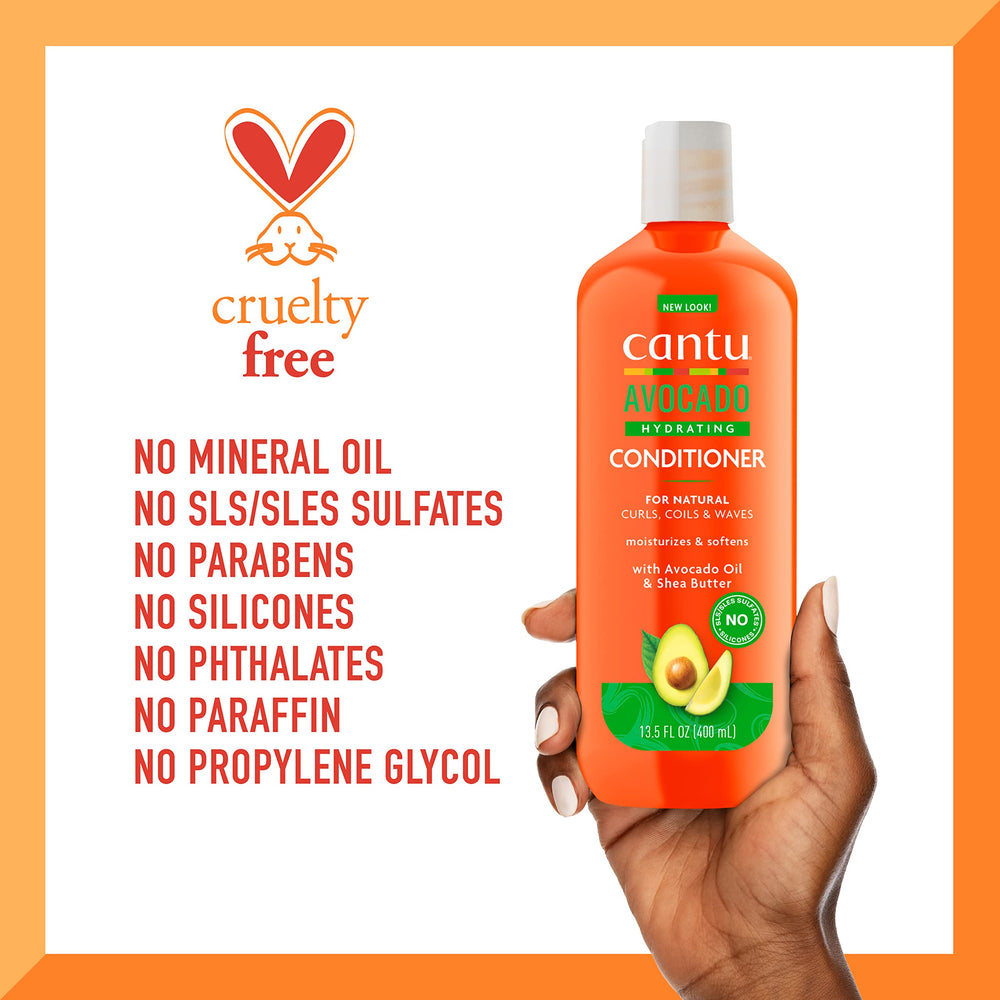 Cantu conditioner applied to wet curly hair in shower demonstrating detangling benefit