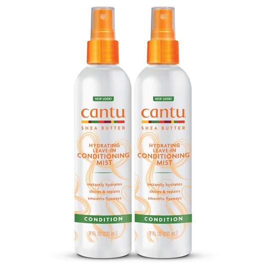 Cantu front packaging two spray bottles showing product and convenience