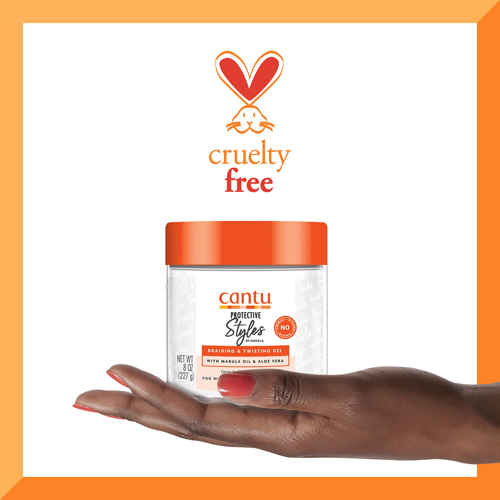 Cantu gel edge control closeup smoothing baby hairs for a polished look