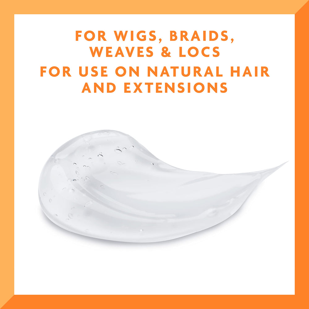 Cantu gel in hands applying to hair demonstrating easy distribution