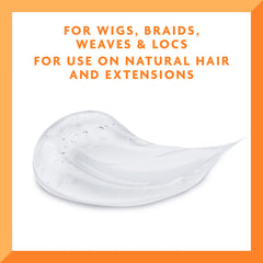 Cantu gel in hands applying to hair demonstrating easy distribution