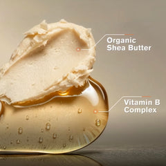 Close-up of shea and oils on label showing Cantu nourishment benefits